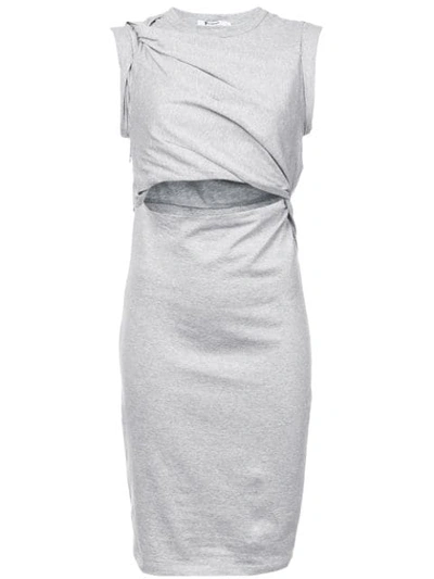 Alexander Wang T Tank Dress With Shoulder Twist And Keyhole In Grey