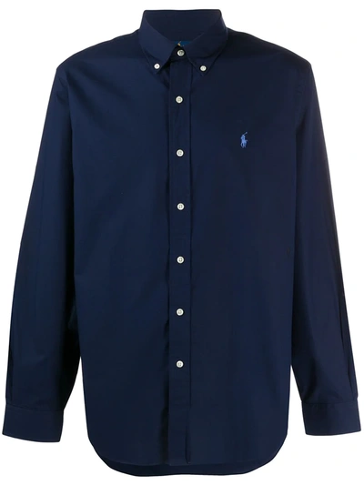 Polo Ralph Lauren Slim Stretch Poplin Shirt In Dark Blue