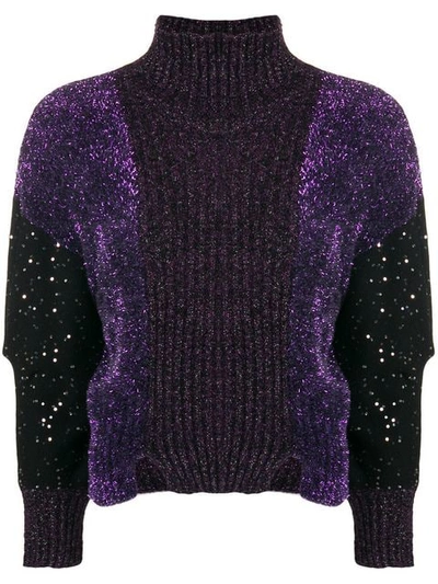 Just Cavalli Lurex Turtleneck Sweater - Purple