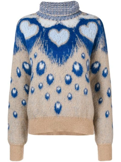 Just Cavalli Heart Intarsia Turtleneck Sweater - Neutrals