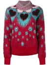 Just Cavalli Heart Intarsia Turtleneck Sweater - Red