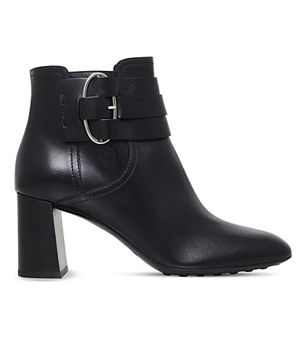 Tod's Buckled Leather Ankle Boots In Black | ModeSens