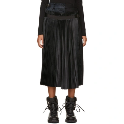 Sacai Asymmetric Midi Skirt - Black In 002 Blk/blk