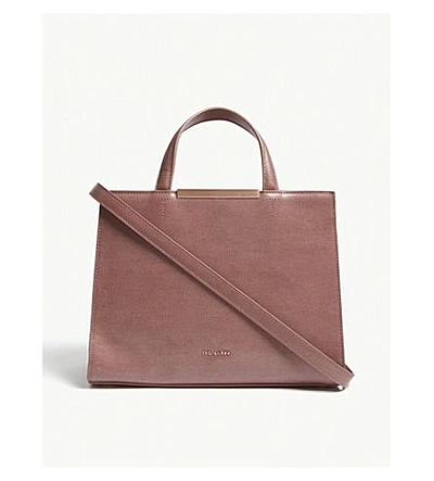 Ted Baker Madalyn Leather Tote In Mid Pink