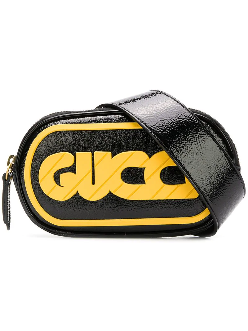 gucci black and yellow belt bag
