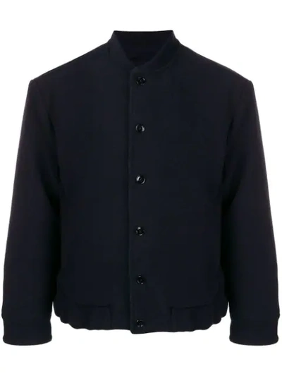 Mp Massimo Piombo Buttoned Bomber Jacket In 001 Blue