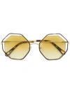 Chloé Poppy Geometric-frame Sunglasses In Metallic