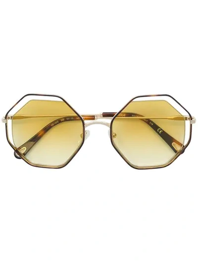 Chloé Poppy Geometric-frame Sunglasses In Metallic