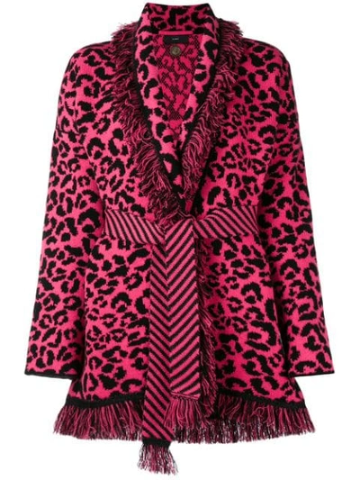 Alanui Cashmere Animal Print Cardigan In Pink