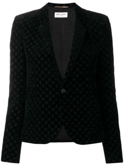 Saint Laurent Embroidered Patterned Blazer In Black