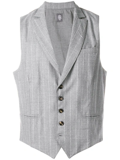 Eleventy Stripe Fitted Waistcoat In Grey