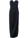 Shona Joy Wrap Detail Strapless Dress In Blue