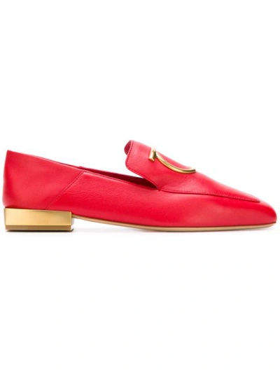 Ferragamo Mirror Heel Loafers In Red