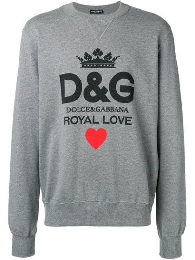 Dolce & Gabbana Royal Love Printed Sweatshirt In Grey