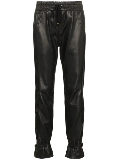 Skiim Gaby High-waisted Leather Track Pants - Black