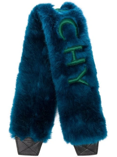 Givenchy Logo Fur Stole In Blue