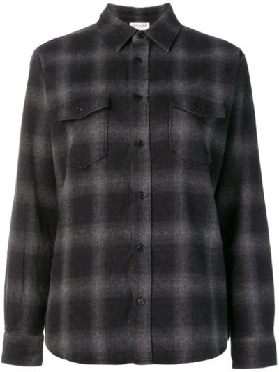 Saint Laurent Checked Button Shirt In Grey