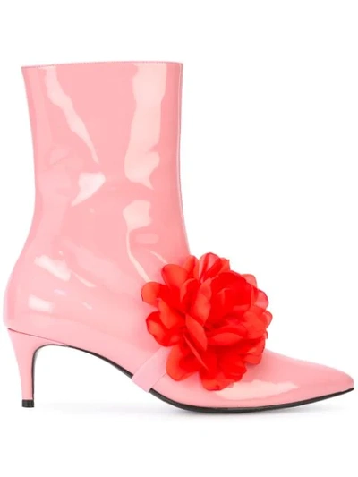 Leandra Medine Floral Embellished Boots In Pink