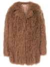 Yves Salomon Meteo Oversized Fur Coat In Brown