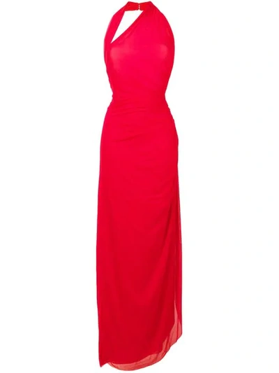 Alexander Mcqueen Ruched Design Evening Dress In Red