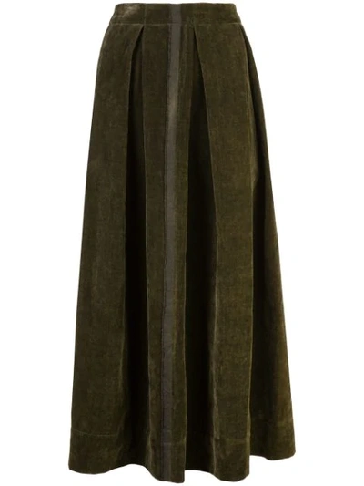 Uma Wang Front Pleat Full Skirt In Grey
