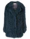 Yves Salomon Meteo Oversized Fur Coat In Blue