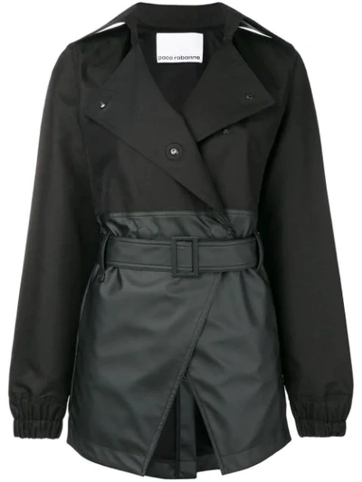 Paco Rabanne Fitted Double Breasted Coat - Black