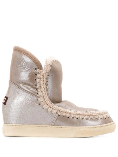 Mou Eskimo Wedge Ankle Boots In Grey