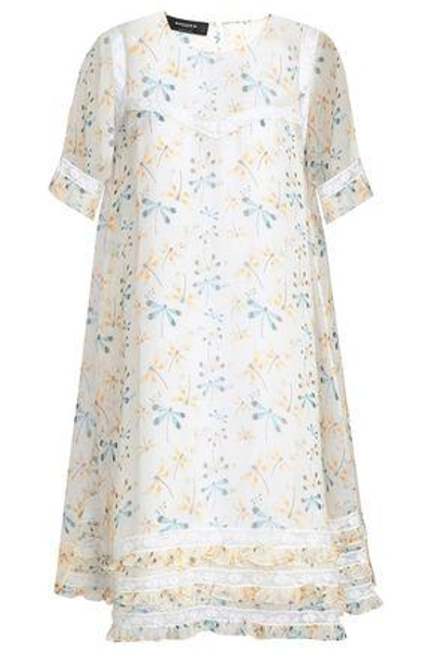 Rochas Woman Lace-trimmed Printed Silk-organza Dress Ivory