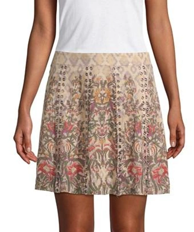 Haute Hippie Grommet Floral Skirt In Nocolor