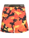 Valentino Camouflage Swim Shorts In 0zy Camou Orange/army