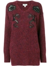 Kenzo Embroidered Dragon Jumper In Red