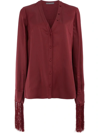 Alexander Mcqueen Fringed Sleeve Blouse - Red