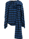 Y/project Checked Asymmetric Blouse In F85s1 Blue/black