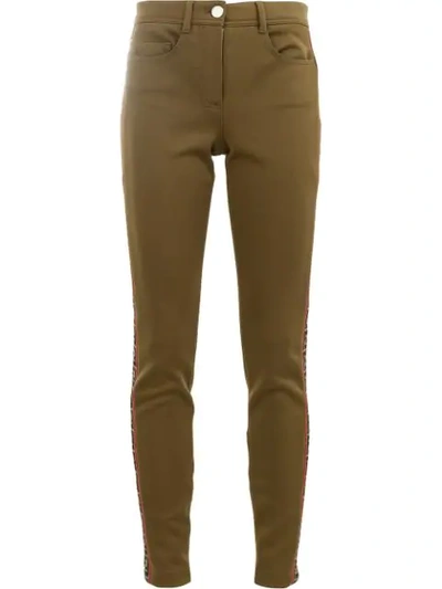 Fendi Side Ff Motif Slim-fit Trousers In Green