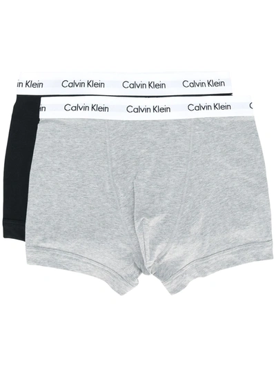 Calvin Klein Underwear Pack Of Three Branded Trunks In Grey