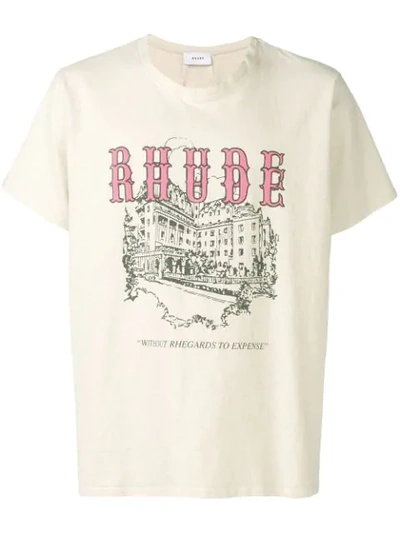 Rhude Printed Cotton-jersey T-shirt - Cream In Neutrals