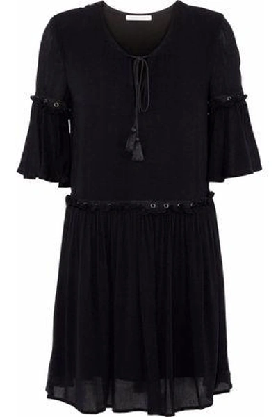 Rebecca Minkoff Woman Helen Embellished Ruffled Gauze Mini Dress Black