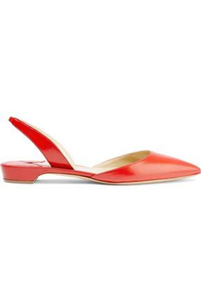 Paul Andrew Rhea Leather Slingback Point-toe Flats In Red