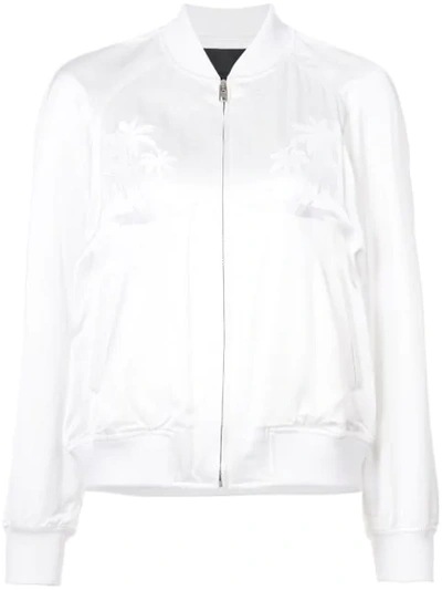 Alexander Wang White Palm Tree Embroidered Bomber Jacket