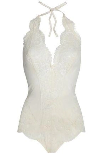 Id Sarrieri Woman Lace And Tulle Halterneck Bodysuit Ivory