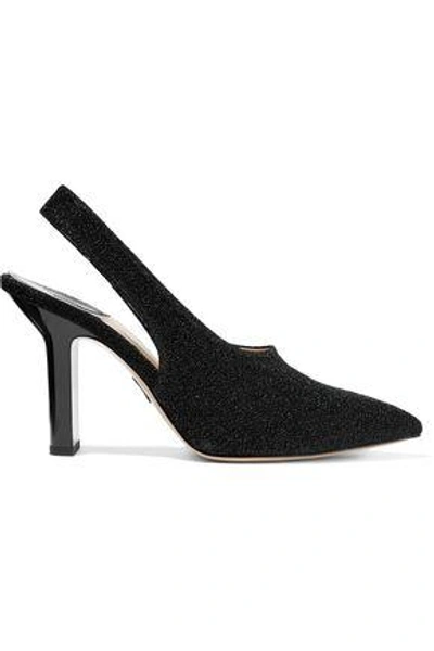 Paul Andrew Stella Textured-lamé Slingback Pumps In Black