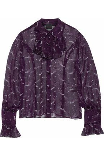 Anna Sui Woman Printed Silk-chiffon Blouse Purple