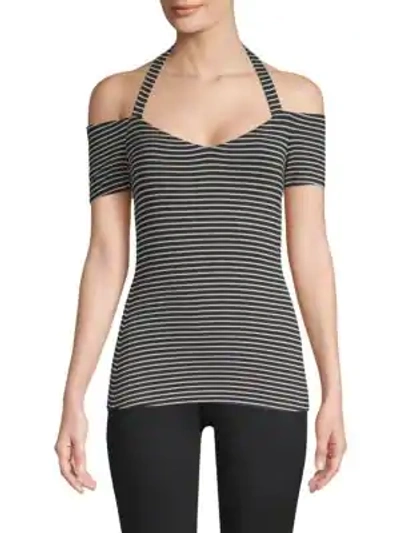Bailey44 Bailey 44 Woman Kiss And Tell Striped Stretch-jersey T-shirt Black