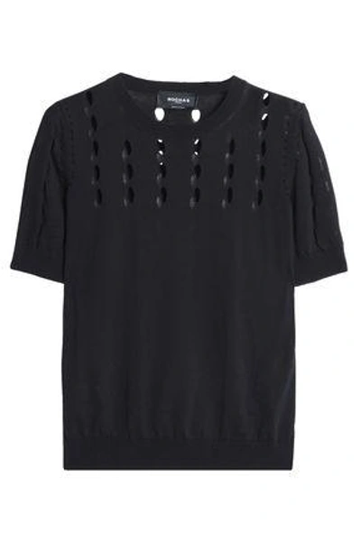 Rochas Woman Laser-cut Cotton Top Black