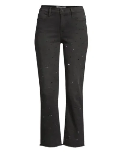 Frame Le High Embellished Straight Jeans In Jetstone