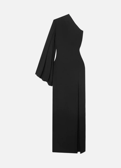 Solace London Lani One-sleeve Stretch-crepe Gown In Black