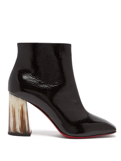 Christian Louboutin Hilconico 85 Horn-heel Patent-leather Boots In Black