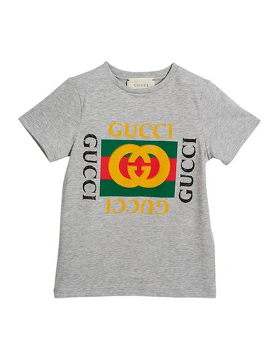 Gucci Logo T-shirt, Size 4-12 In Gray