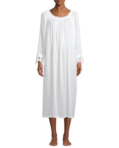 Celestine Princesa Floral-applique Long-sleeve Nightgown In White